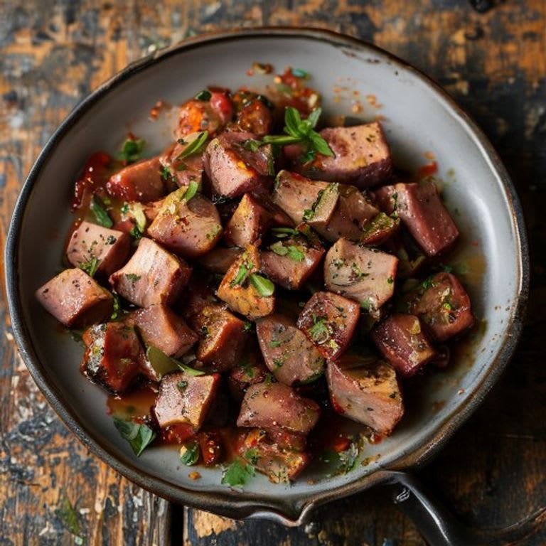 Trocitos de Cerdo Magro en Salsa de Chile Pasilla