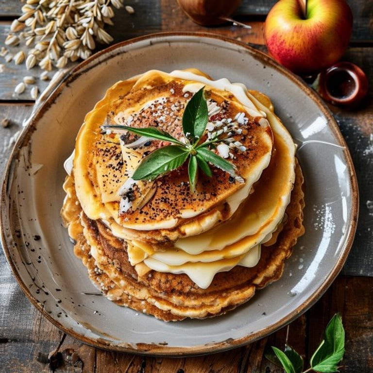 Panqueques integrales de avena y manzana rallada