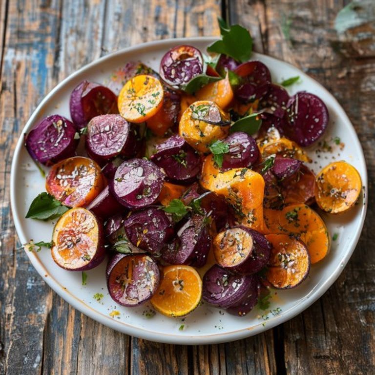 Betabel Horno en Cubos con Vinagreta de Naranja