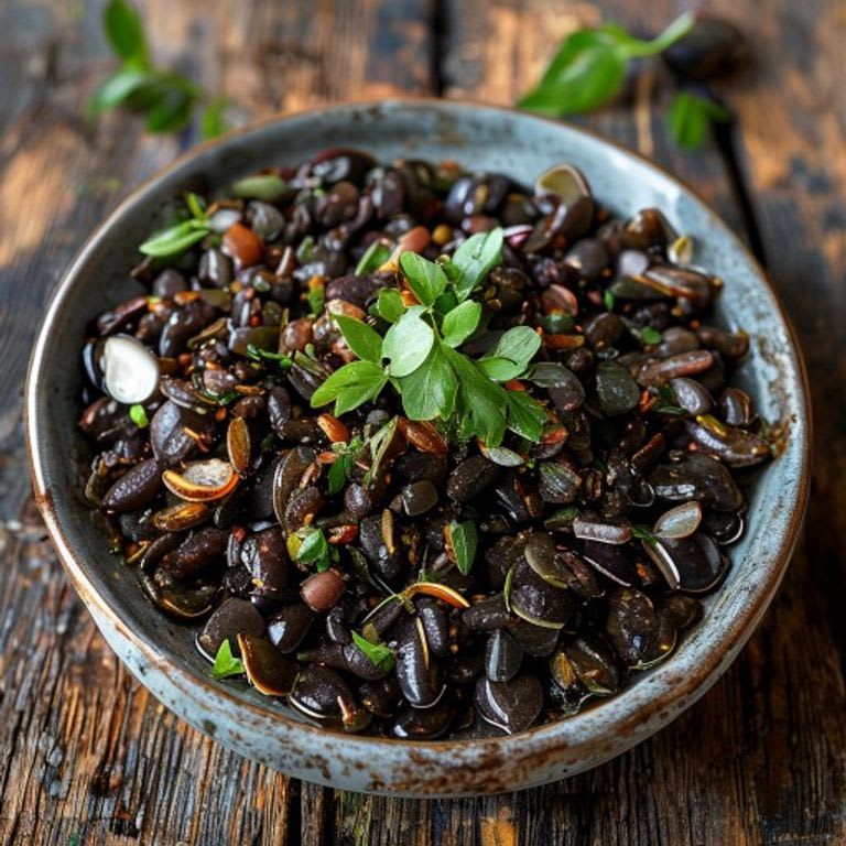Frijoles negros a la olla con epazote y cebolla quemada
