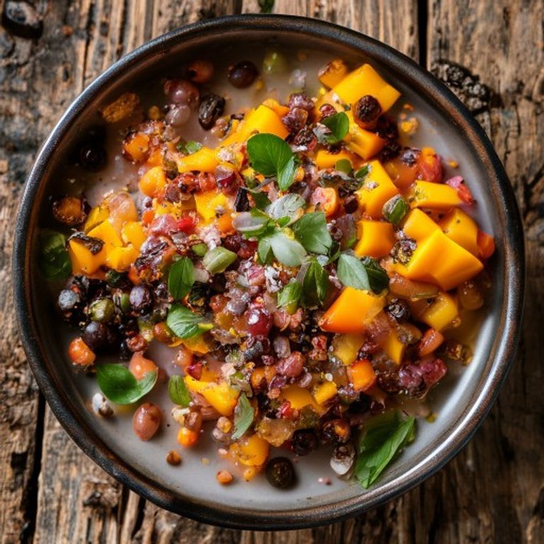 Ceviche de lentejas con mango y habanero