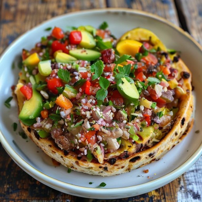 Tostadas de ceviche de soya con aguacate