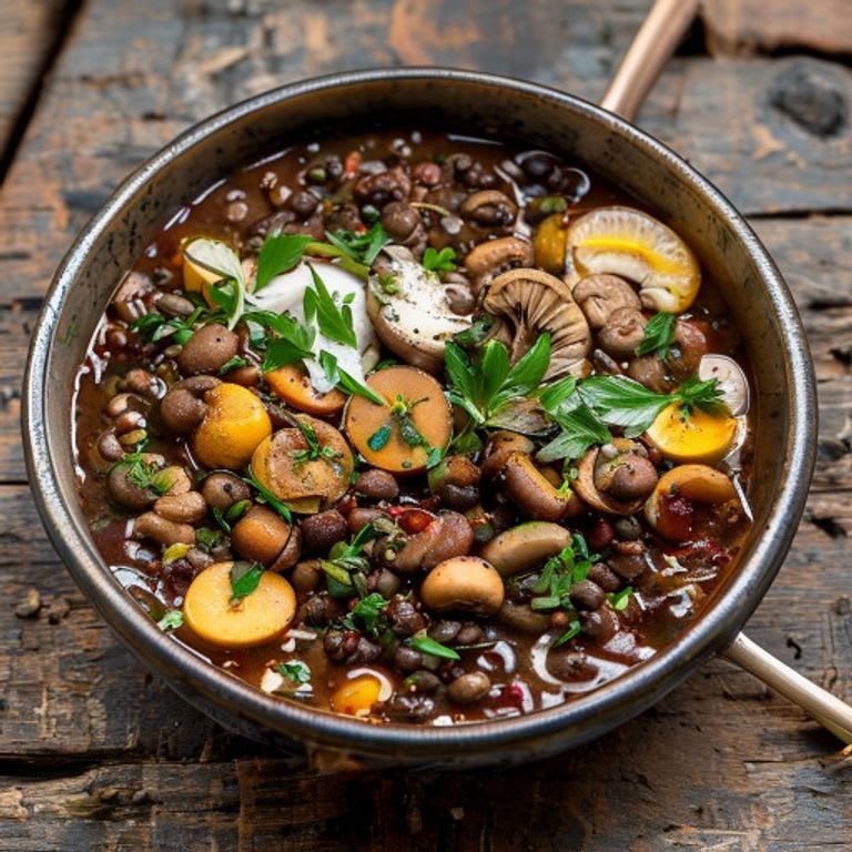 Guiso de habas con champiñones y chile serrano