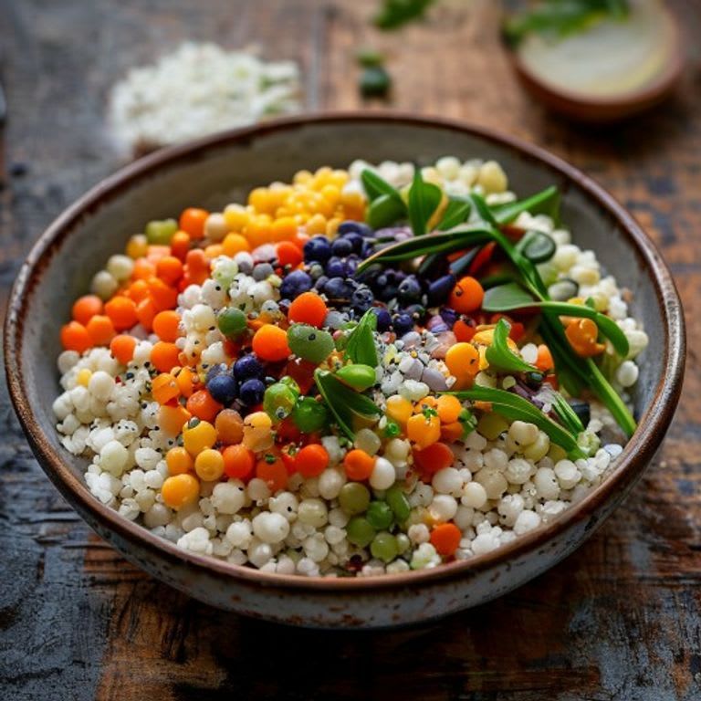 Quinoa al vapor con chícharos y zanahoria