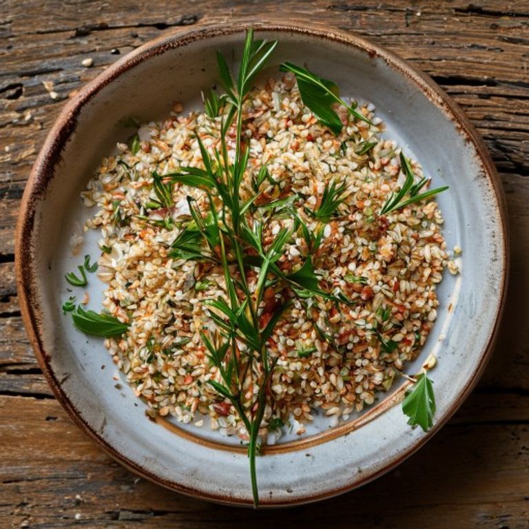 Avena en grano con cebollín y sal