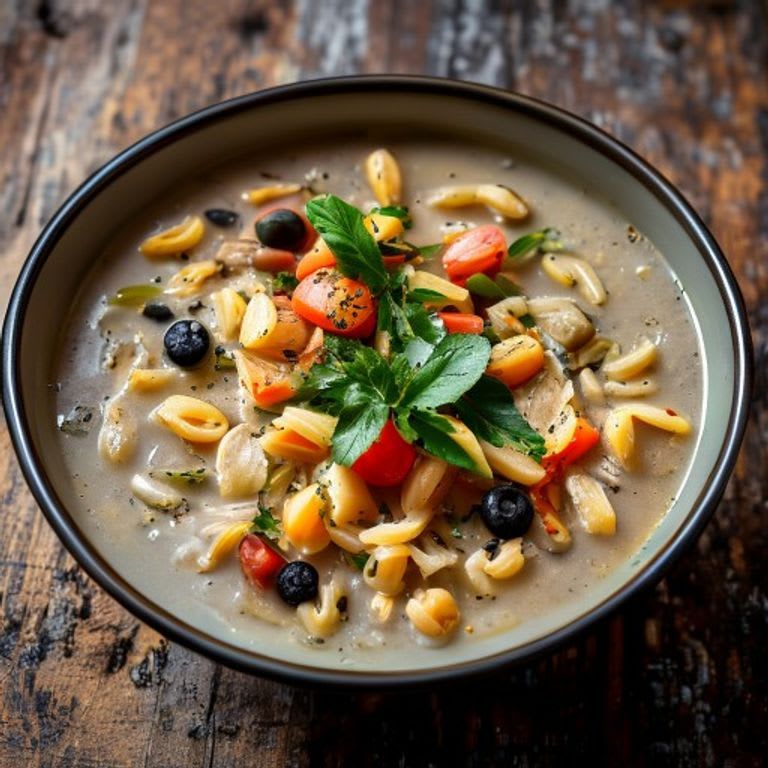 Sopa de pasta integral con verduras en juliana