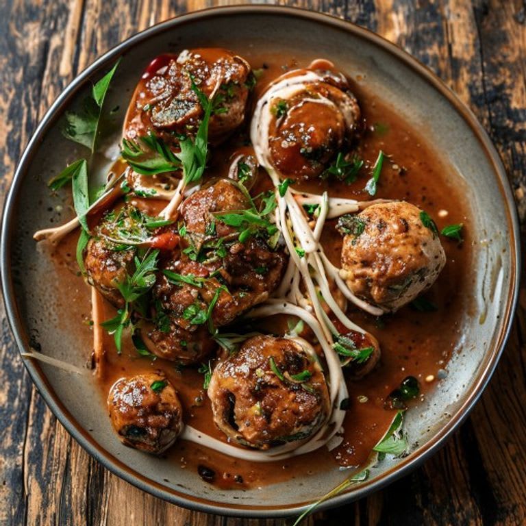 Albóndigas de Pavo y Avena en Salsa de Chile Pasilla