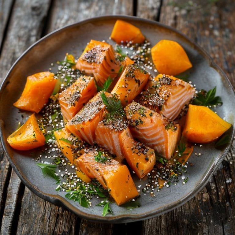 Salmón horneado con costra de semillas de calabaza