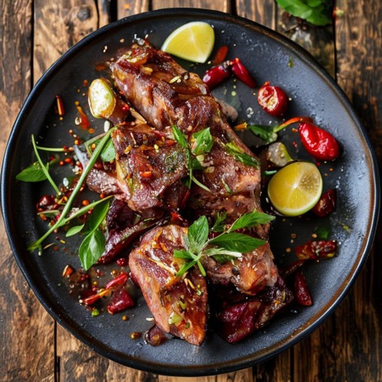 Lomo de cerdo magro en adobo de chiles secos
