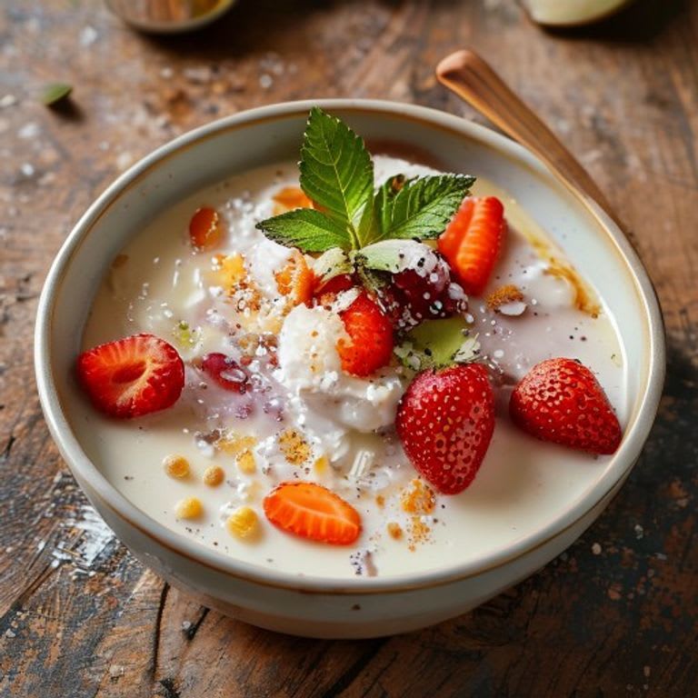 Pudín de chía con leche de coco y fresas frescas