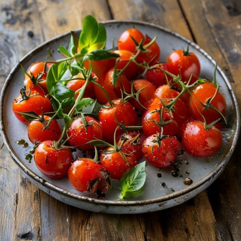 Jitomates Cherry con Albahaca y Orégano Seco
