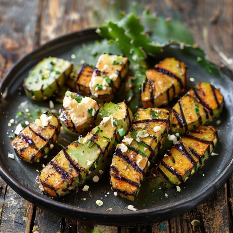 Nopales Asados con Queso Panela