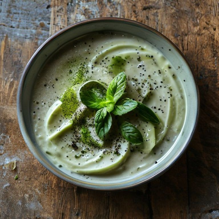 Puré de calabacita con menta fresca y pimienta