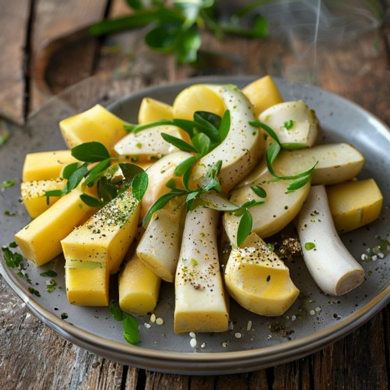 Yuca al vapor con mojo de ajo ligero y limón