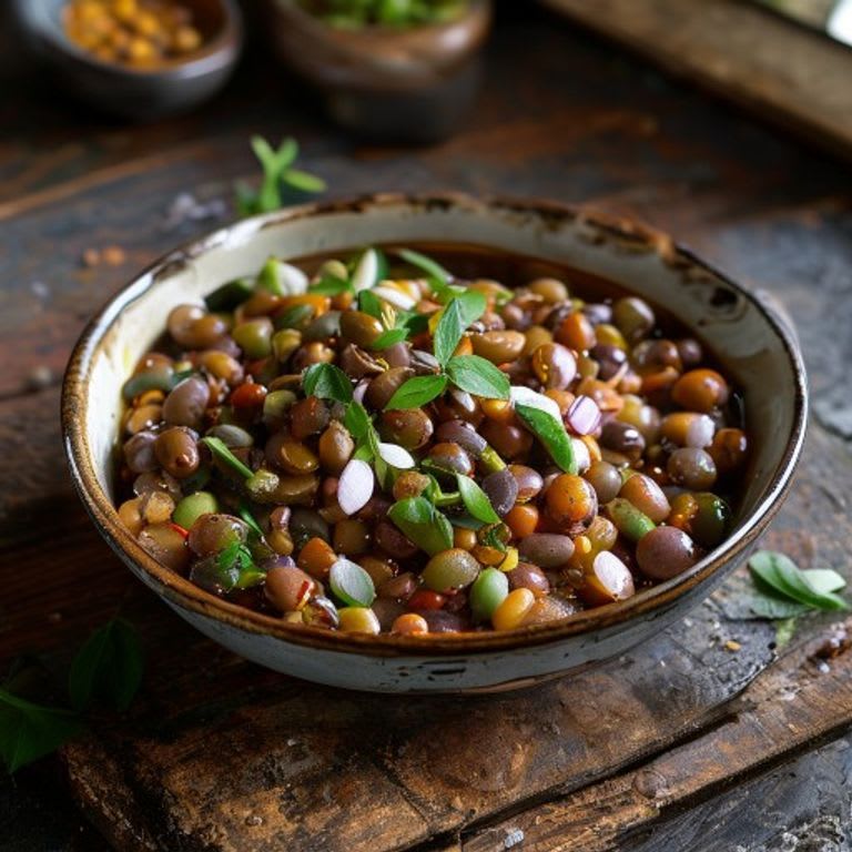 Frijoles de la olla con epazote y cebolla blanca