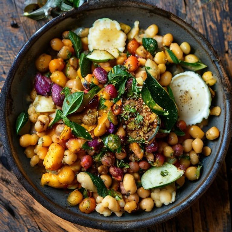 Garbanzos al curry con cúrcuma y calabacita