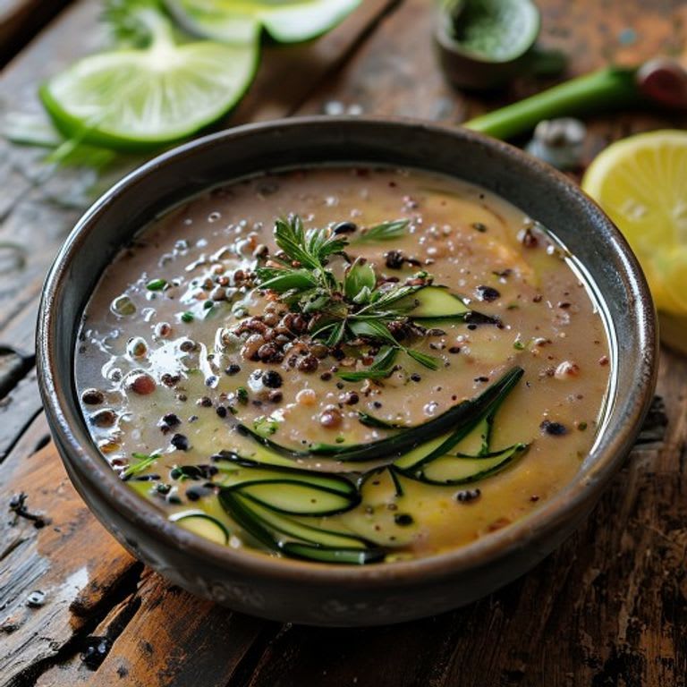 Sopa de lentejas con calabacita y apio