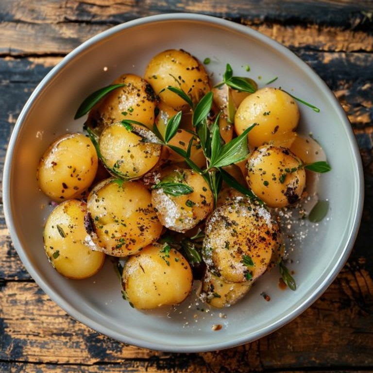 Papas cambray al vapor con epazote y sal de grano