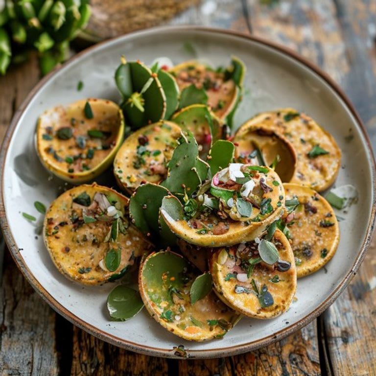 Tlacoyos de nopal rellenos de requesón y cebolla