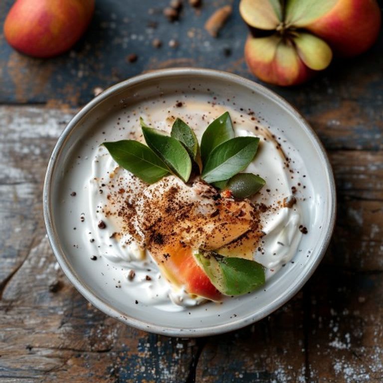 Manzana asada con canela y toque de yogur natural