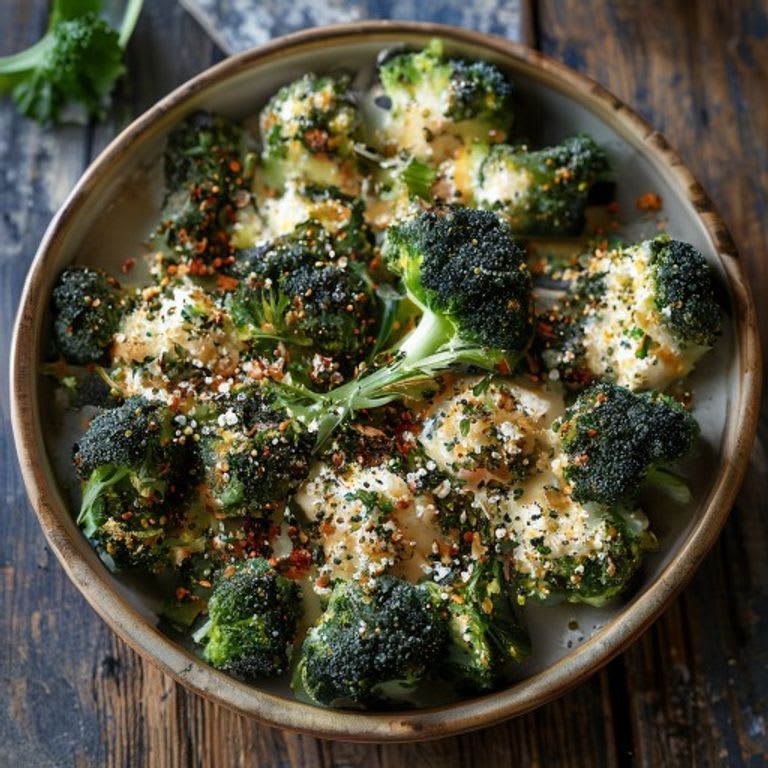 Brócoli gratinado con costra de amaranto y queso