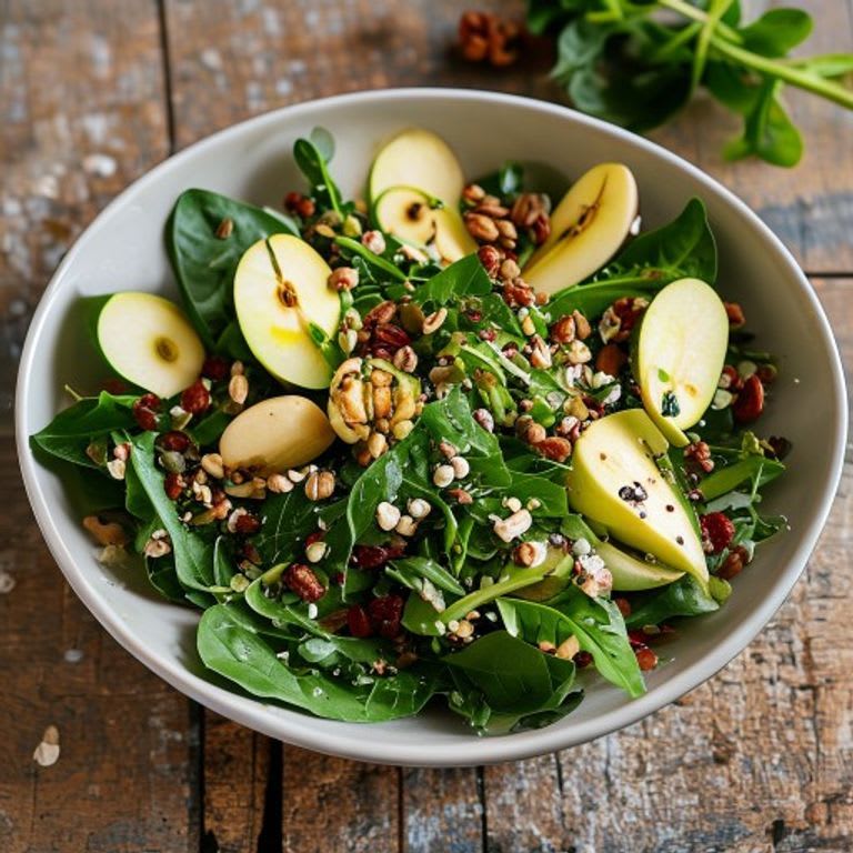 Ensalada de espinacas, manzana y nueces locales