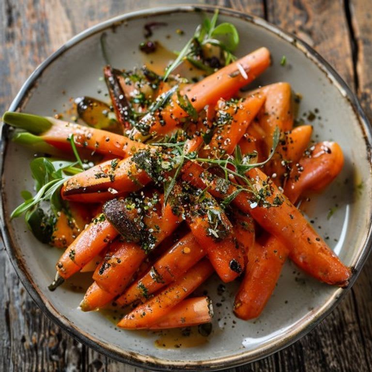 Zanahorias Rostizadas con Miel de Agave y Tomillo