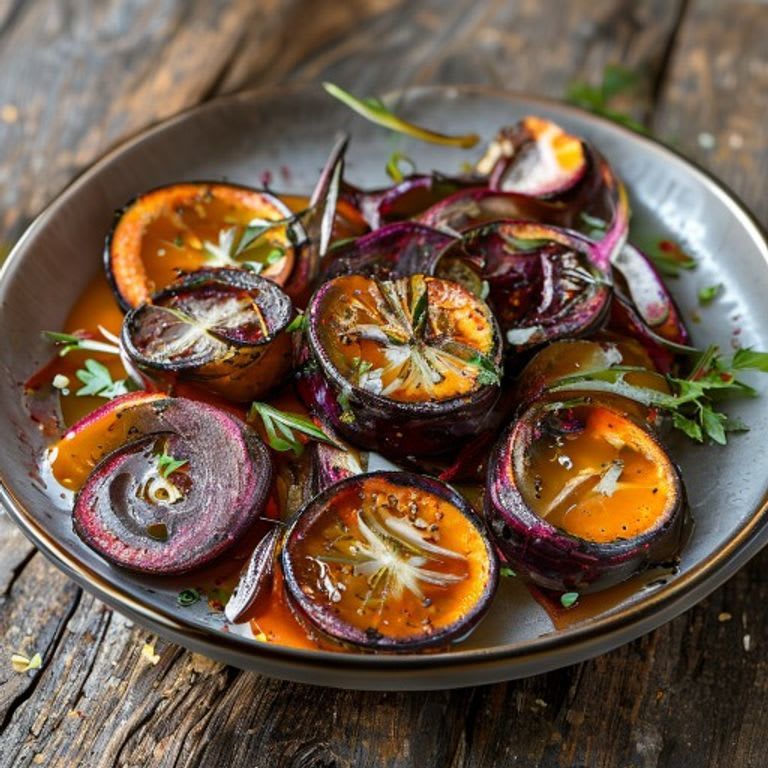 Betabeles al horno con vinagreta de naranja