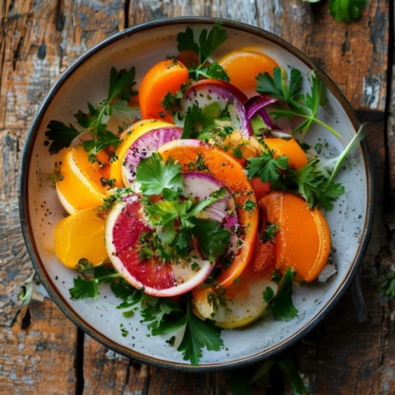 Ensalada Rústica de Rábano, Naranja y Cilantro