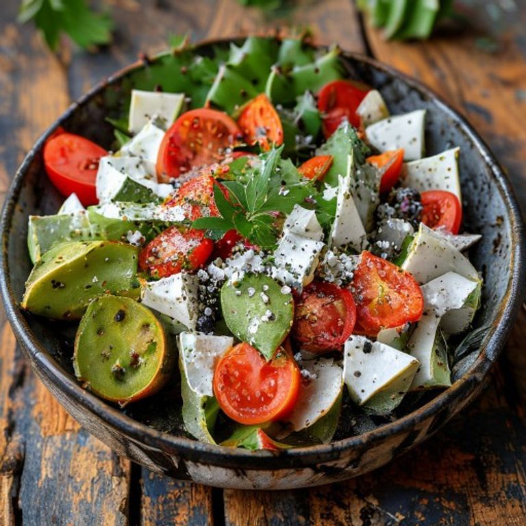 Ensalada de Nopales con Queso Feta y Jitomate