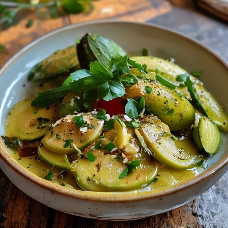 Chayotes con salsa de cilantro y almendras