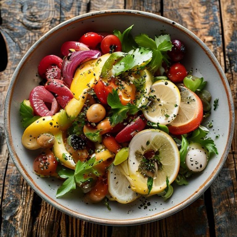 Ensalada de tres frijoles con vinagreta de limón