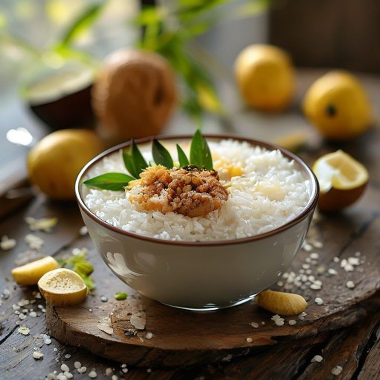 Arroz con leche de coco y ralladura de limón