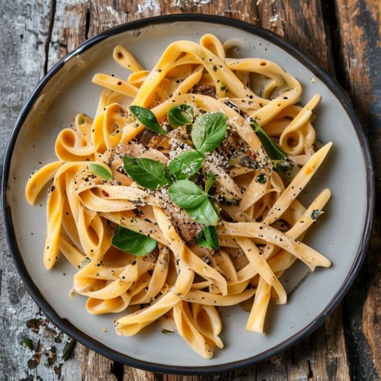 Pasta integral con salsa cremosa de nuez de la india