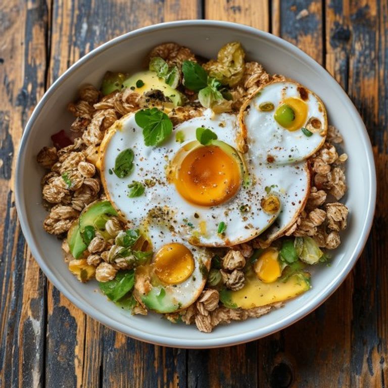 Avena Salada con Huevo Poché y Aguacate
