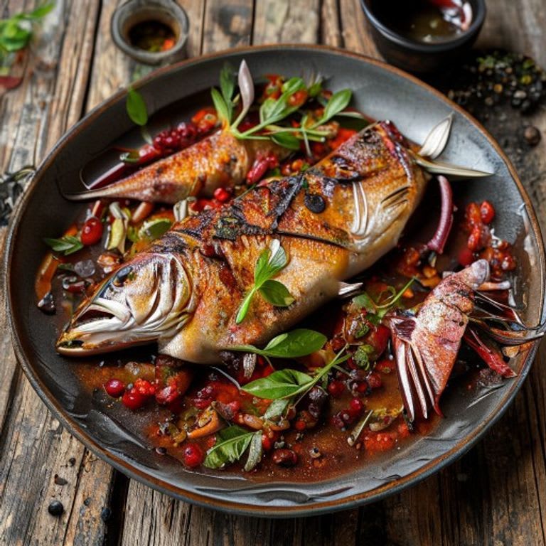 Pescado a la talla horneado con adobo de chiles