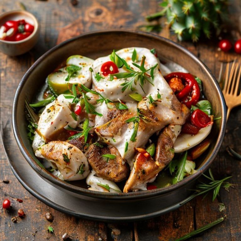 Mixiote de pollo con nopales y salsa roja