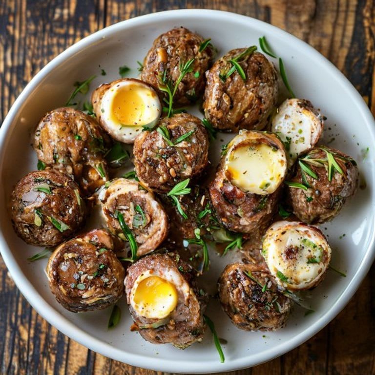 Albóndigas de res magra rellenas de huevo duro