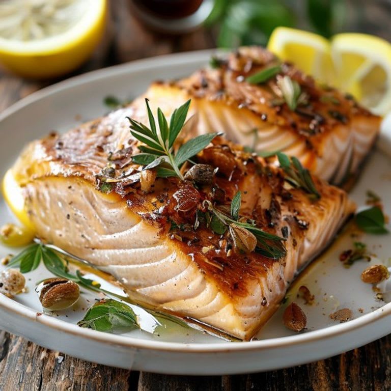 Salmón con costra de nueces y limón