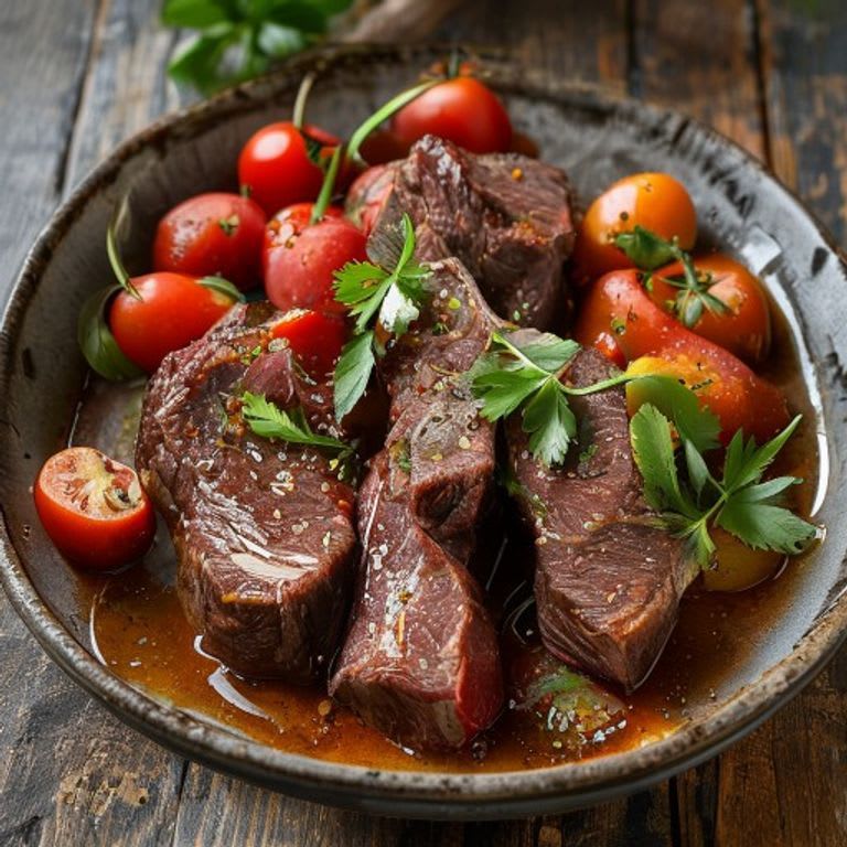 Puntas de res magra al albañil con tomate y chile