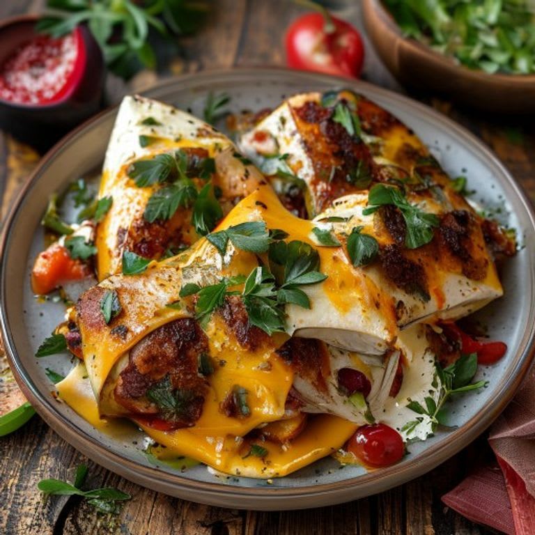Enmoladas de pollo con tortilla horneada y queso