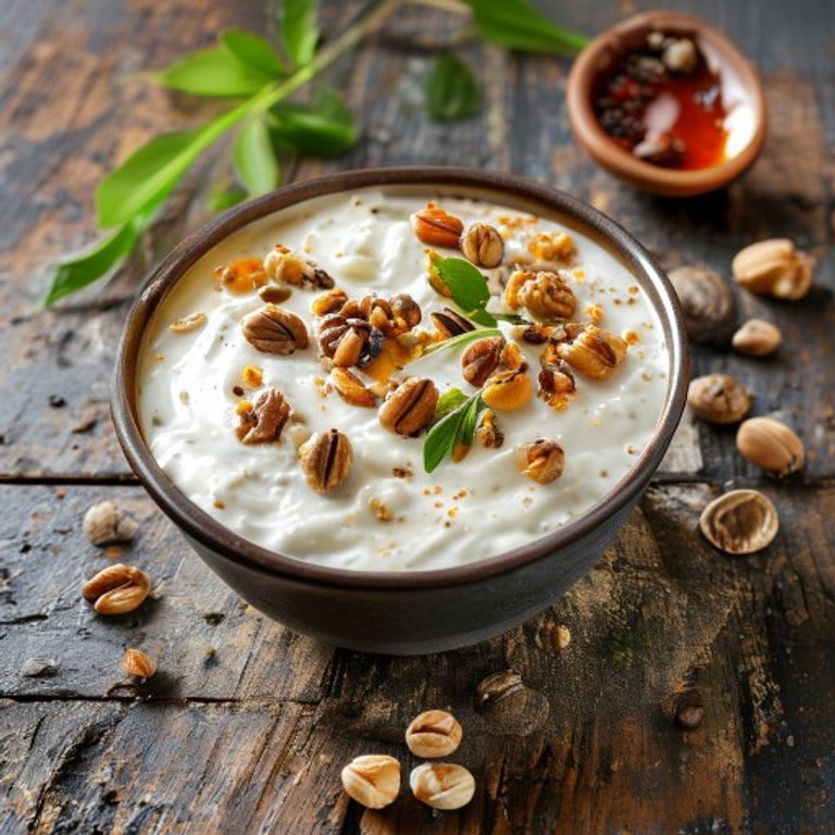 Yogur con miel de abeja y nueces locales
