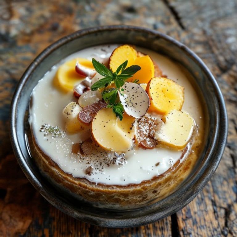 Pudín de camote con leche de coco y vainilla