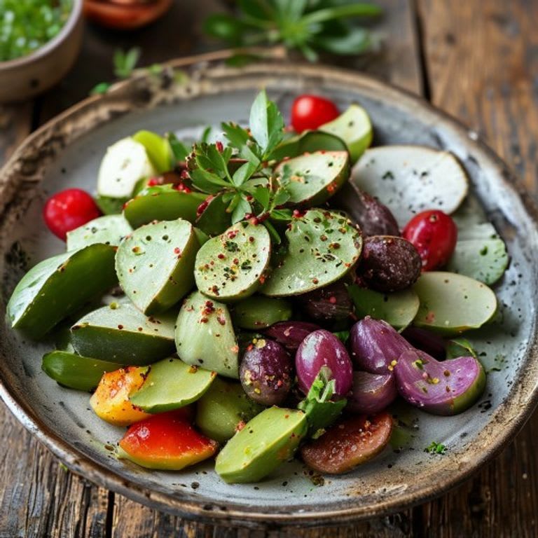 Ensalada de nopales con vinagreta de xoconostle