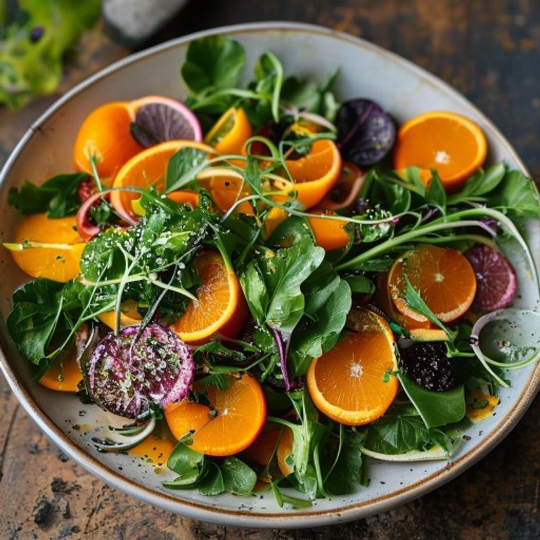 Ensalada de berros, rábano y naranja regional