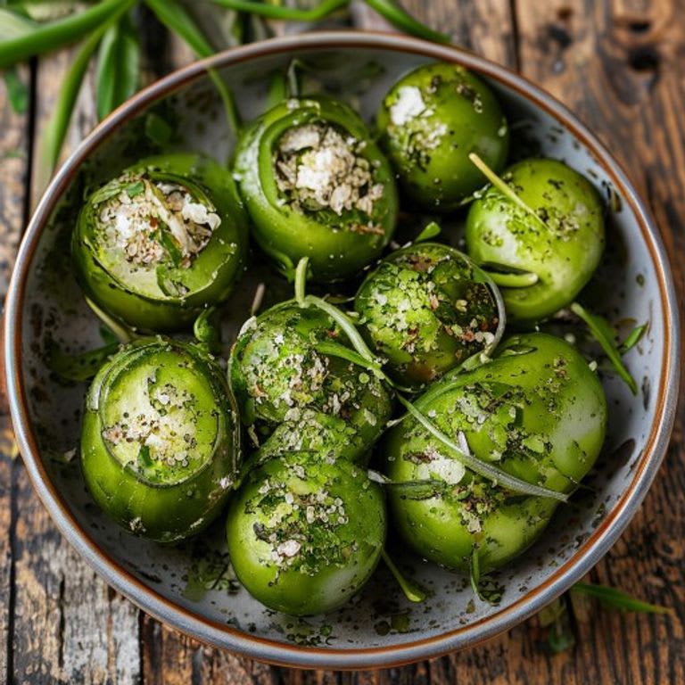 Tomatillos verdes asados con chile serrano y ajo