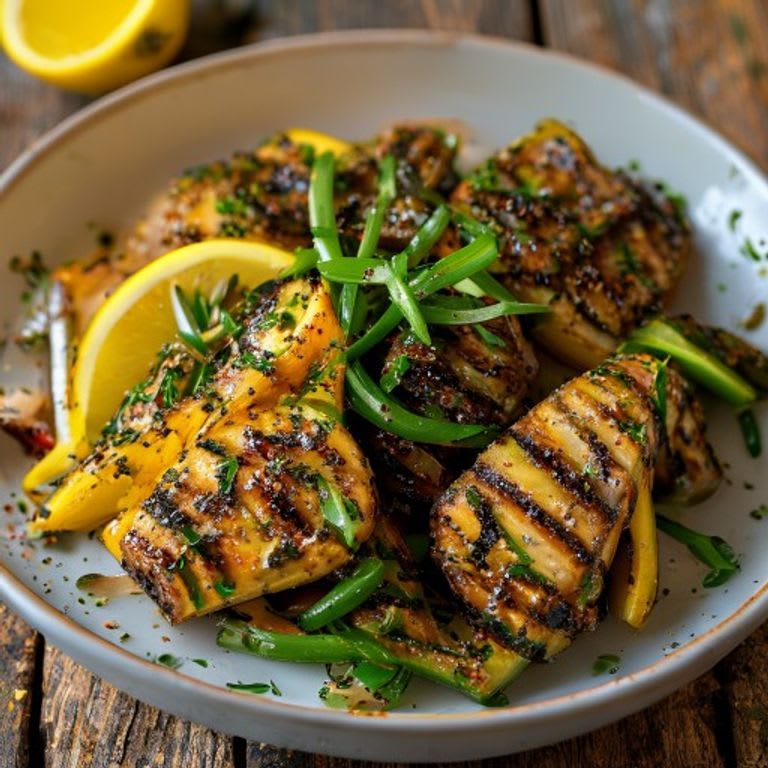 Juncos de Cebolla Cambray al Grill con Limón