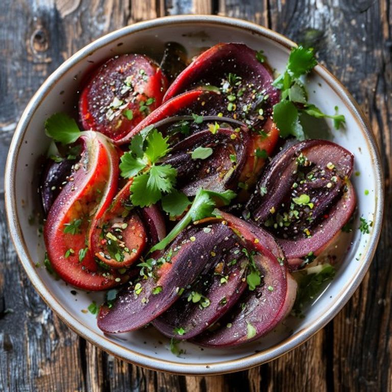 Betabeles al horno con salsa de cilantro