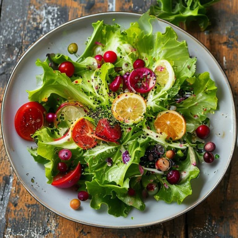 Ensalada de lechugas con rabanitos y vinagreta cítrica