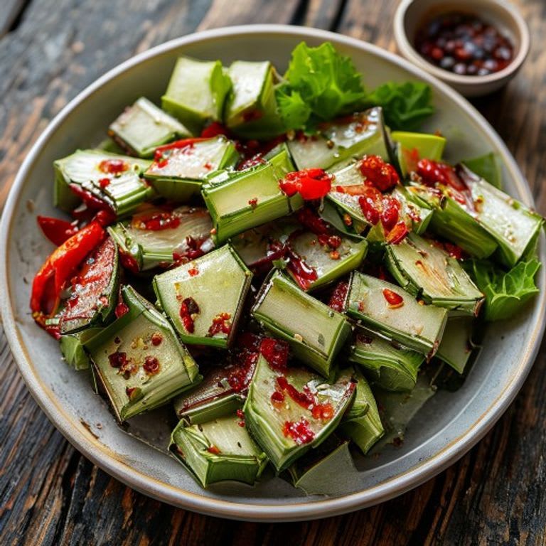 Nopales en Tiras con Salsa de Chile Morita Asado